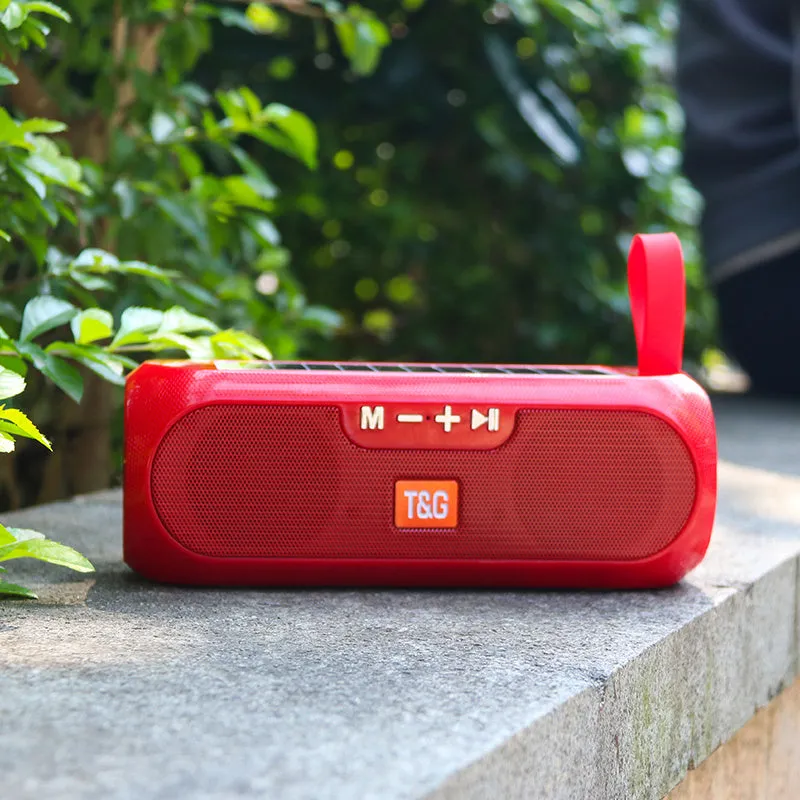 TG182 portable wireless Bluetooth speaker in black with cylindrical design and control buttons