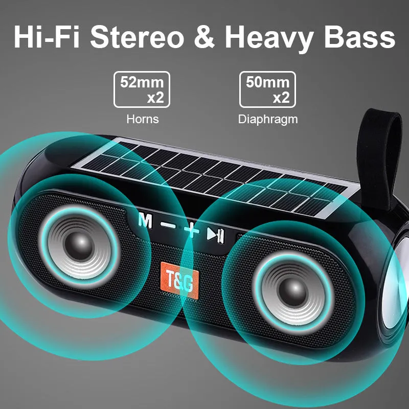 TG182 portable wireless Bluetooth speaker in black with cylindrical design and control buttons