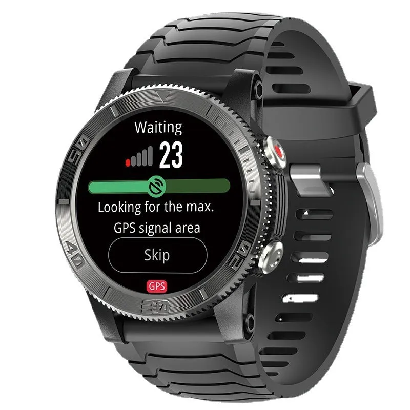 Black smart watch with 48mm dial GPS heart rate stress compass and 22mm band