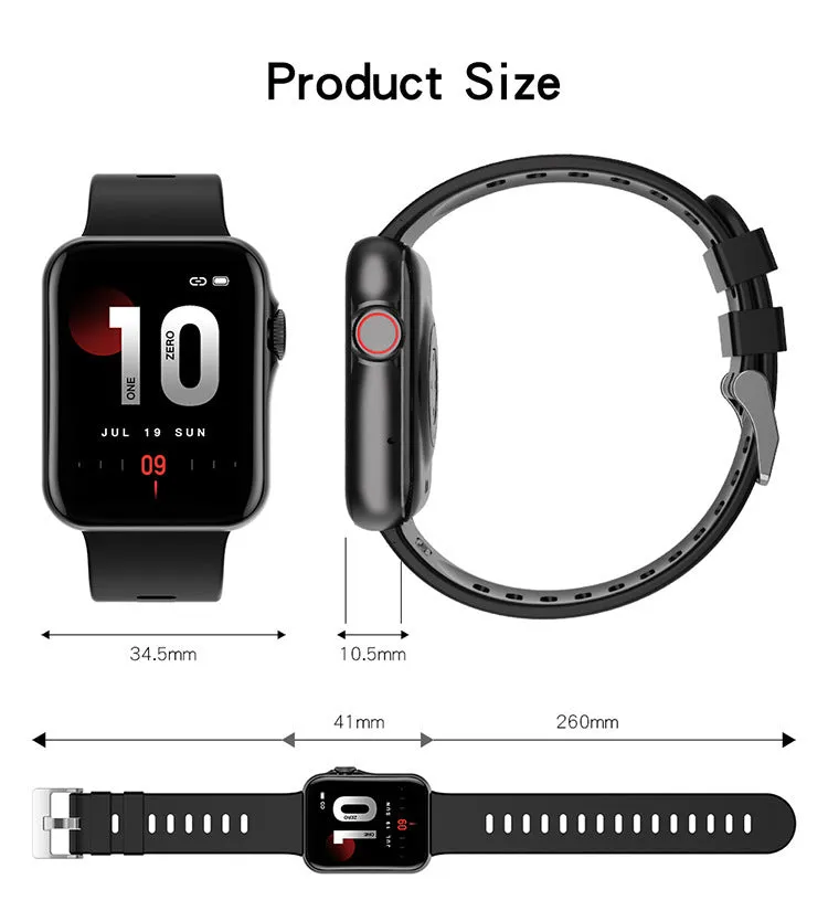 D06 colour screen smart watch with liquid silicone strap on a wrist, showing split screen display.