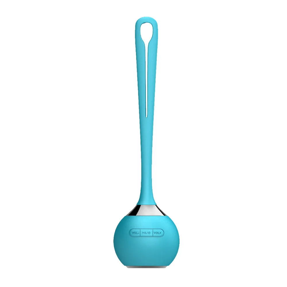 Mini waterproof Bluetooth speaker with stainless steel net and LED light in blue