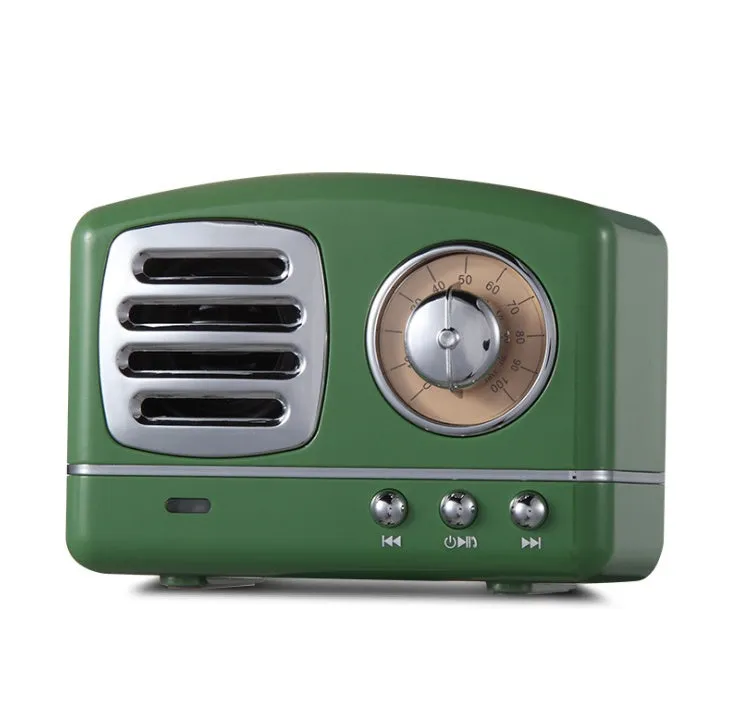 Retro knob wireless Bluetooth speaker with U disk and TF card, ABS plastic housing, compact 97x50x73mm size