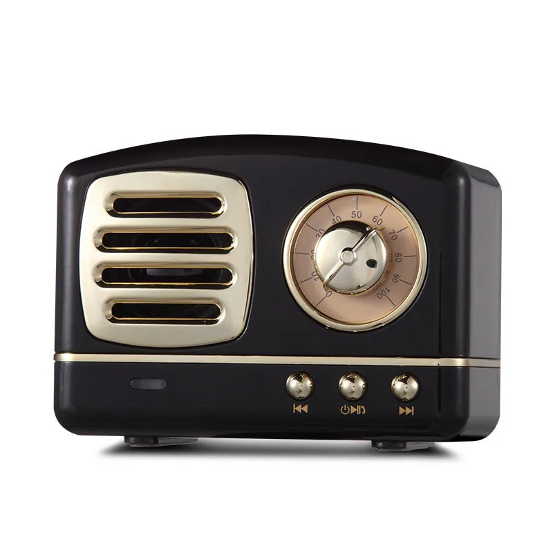 Retro knob wireless Bluetooth speaker with U disk and TF card, ABS plastic housing, compact 97x50x73mm size