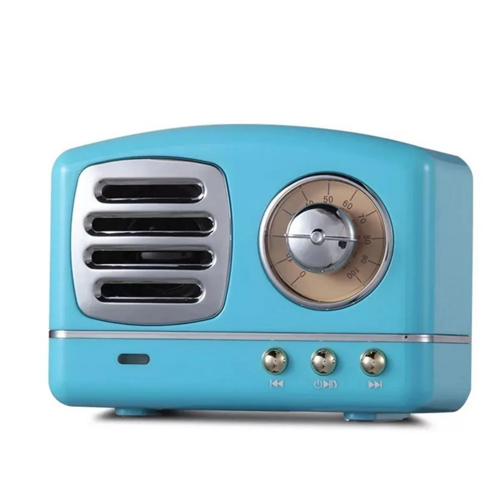 Retro knob wireless Bluetooth speaker with U disk and TF card, ABS plastic housing, compact 97x50x73mm size