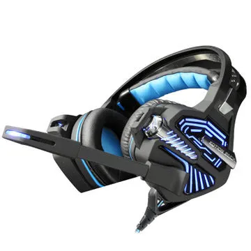 GS100 over-ear wired headphones in blue with padded ear cups and headband