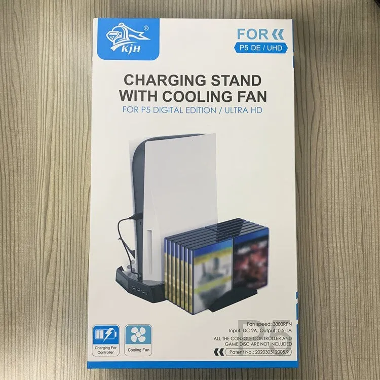 PS5 multi-function cooling charging base black ABS stand with heat dissipation bracket for PlayStation 5