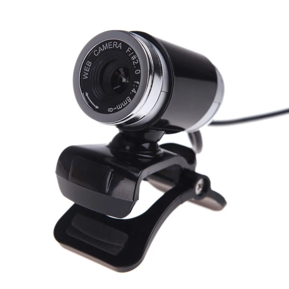 HD computer camera with 12.0M pixels, manual focus ring, and built-in microphone on a black stand