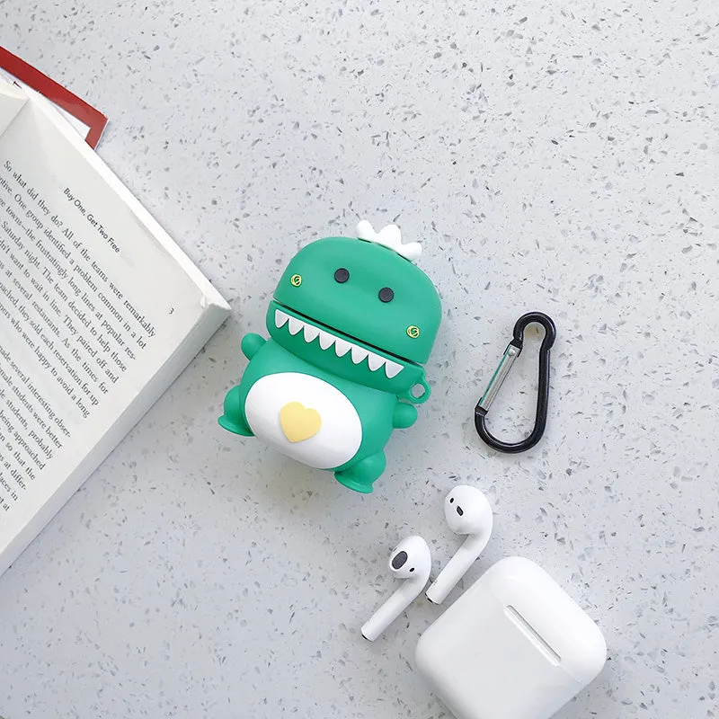 Cartoon animal design silicone case for Apple AirPods 1 and 2 generation in multiple colours