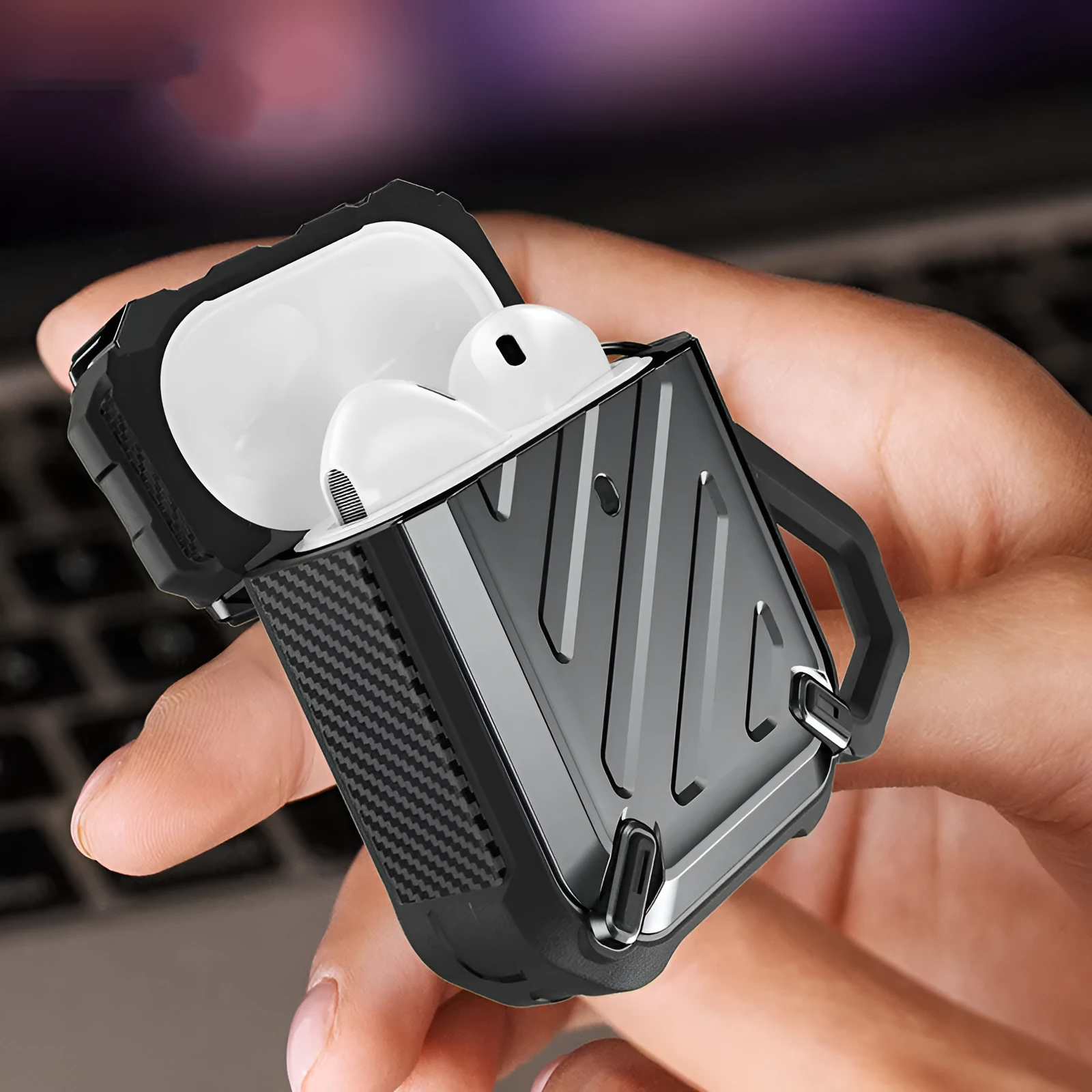 Frosted hard shell AirPods case compatible with AirPods 1 2 3 and Pro in black colour option