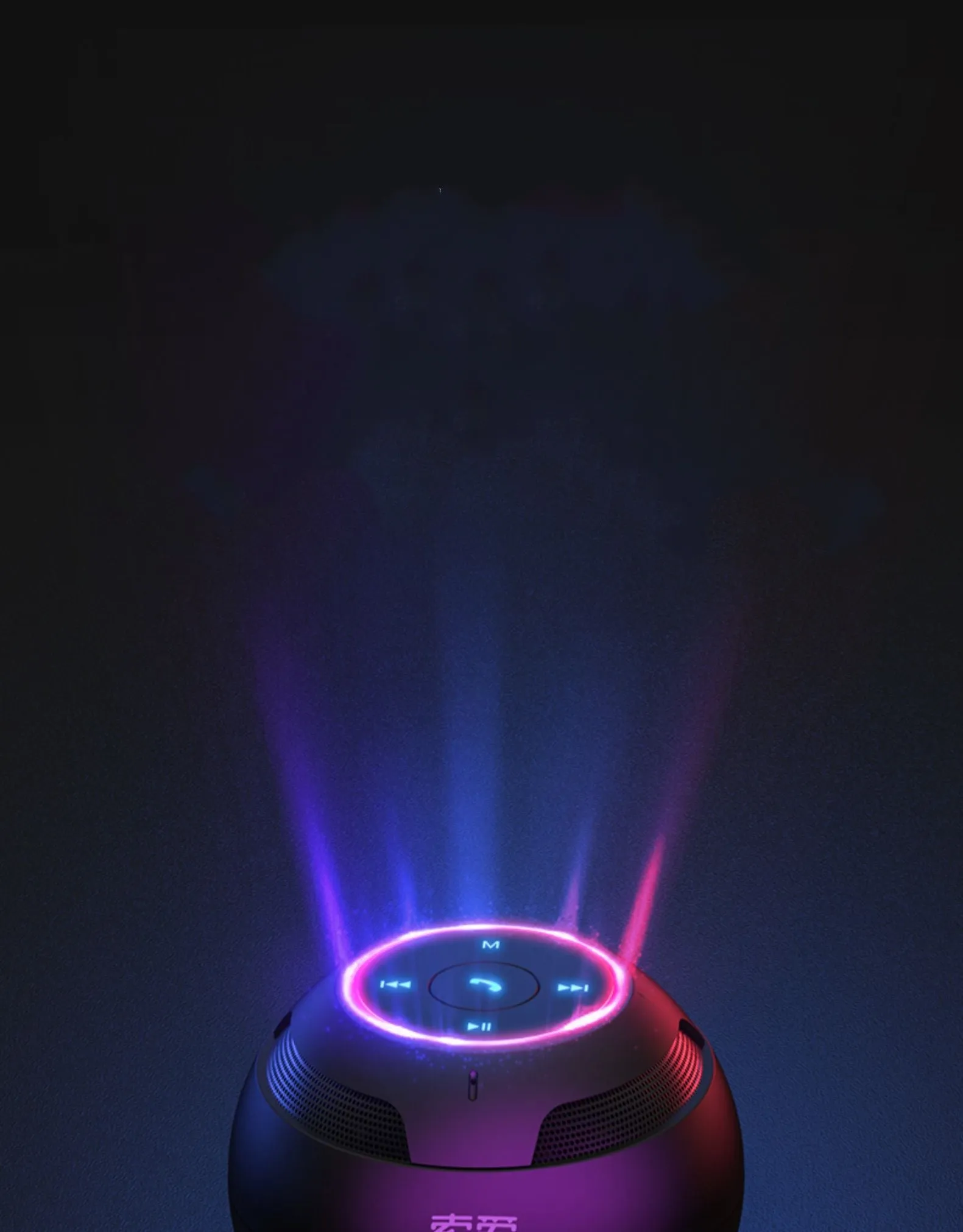 Mini portable Bluetooth speaker in black with compact 76x76x63mm plastic shell and USB port