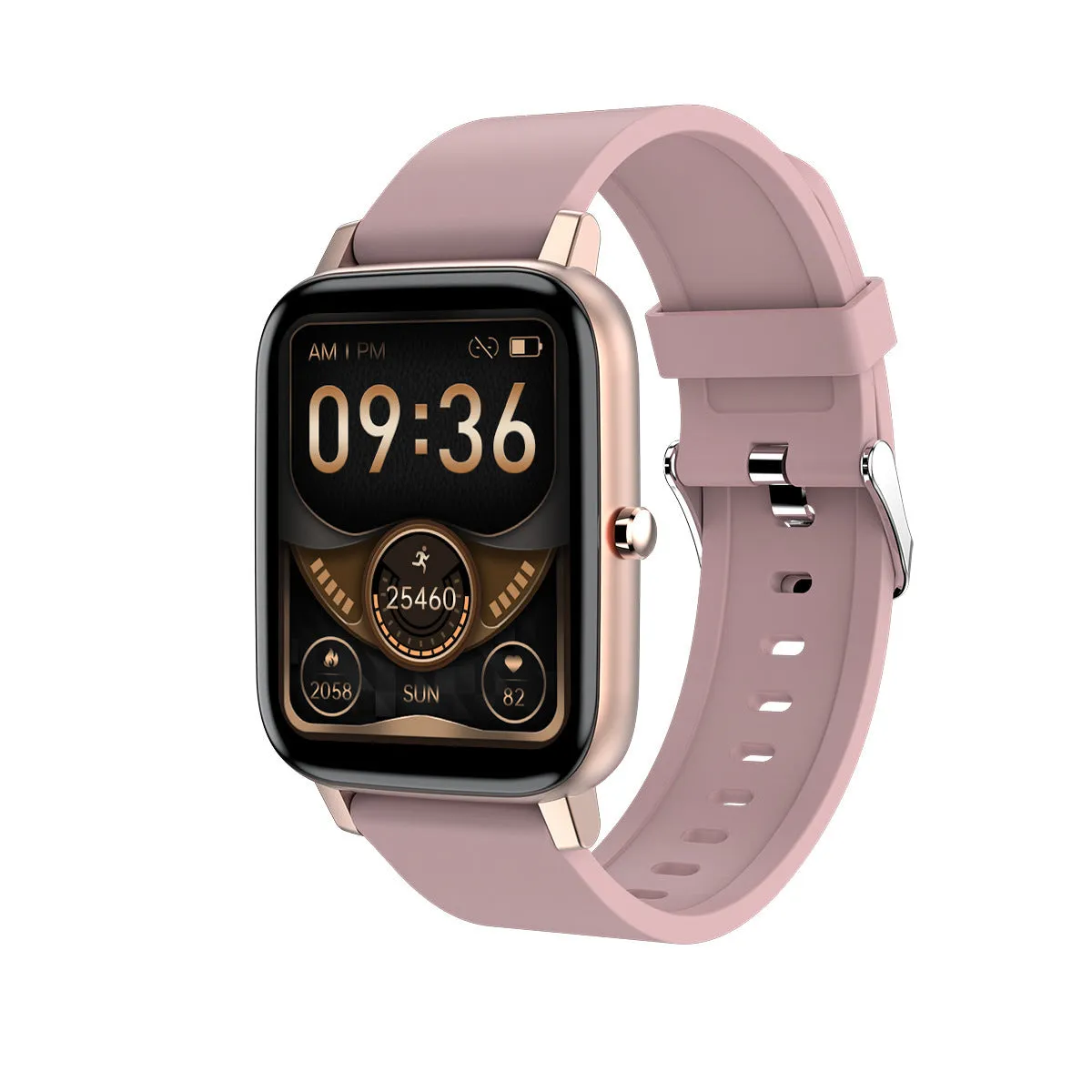 H80 sports smart watch with a black silicone strap and a screen showing heart rate and blood oxygen data.