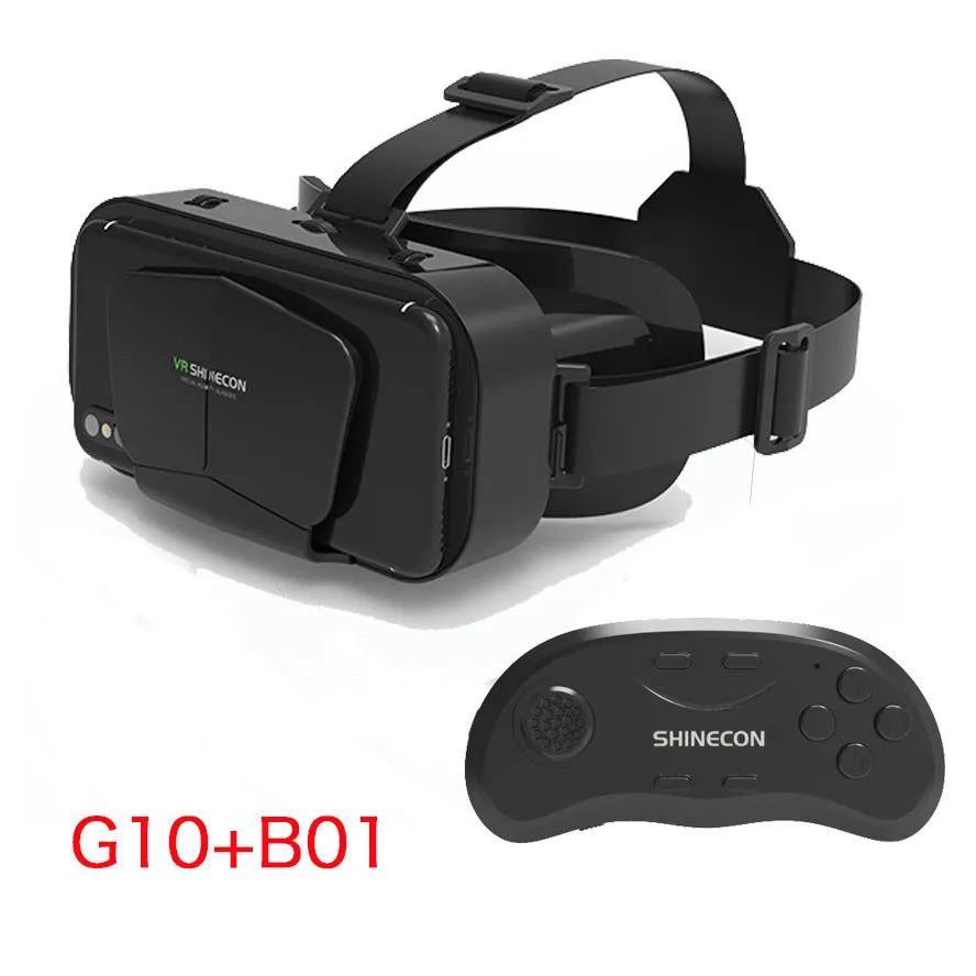 G10 black ABS virtual reality headset for 4.7-7 inch smartphones with lens cloth and manual