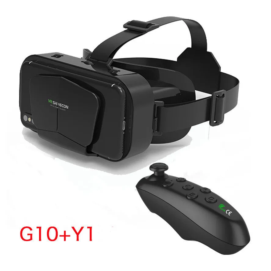 G10 black ABS virtual reality headset for 4.7-7 inch smartphones with lens cloth and manual
