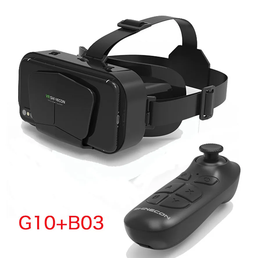 G10 black ABS virtual reality headset for 4.7-7 inch smartphones with lens cloth and manual