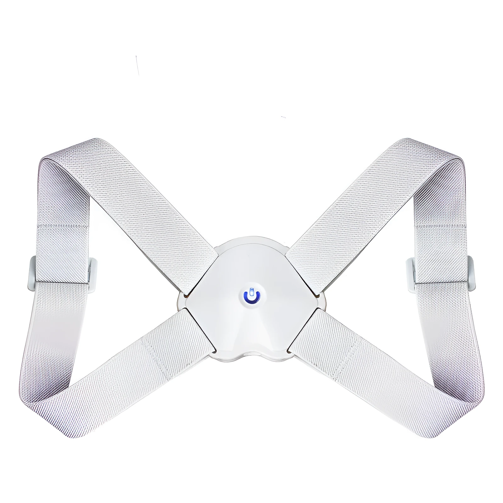 Smart Humpback Corrector worn around shoulders, with ABS frame and elastic strap, available in blue and pink