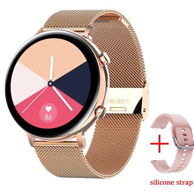 Smart watch with aluminium alloy bezel and carbon fiber back, showing Bluetooth calling interface on screen