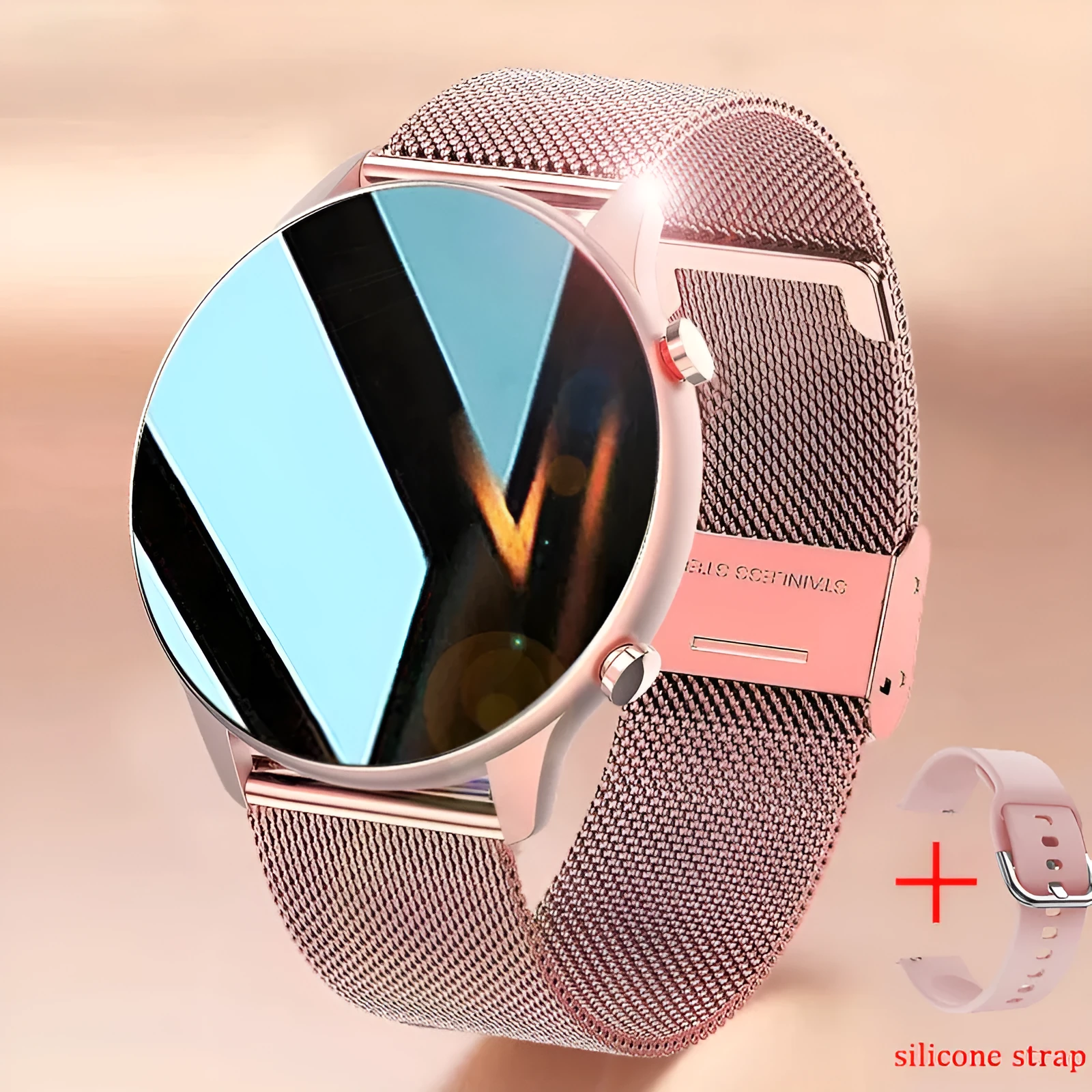 Smart watch with aluminium alloy bezel and carbon fiber back, showing Bluetooth calling interface on screen