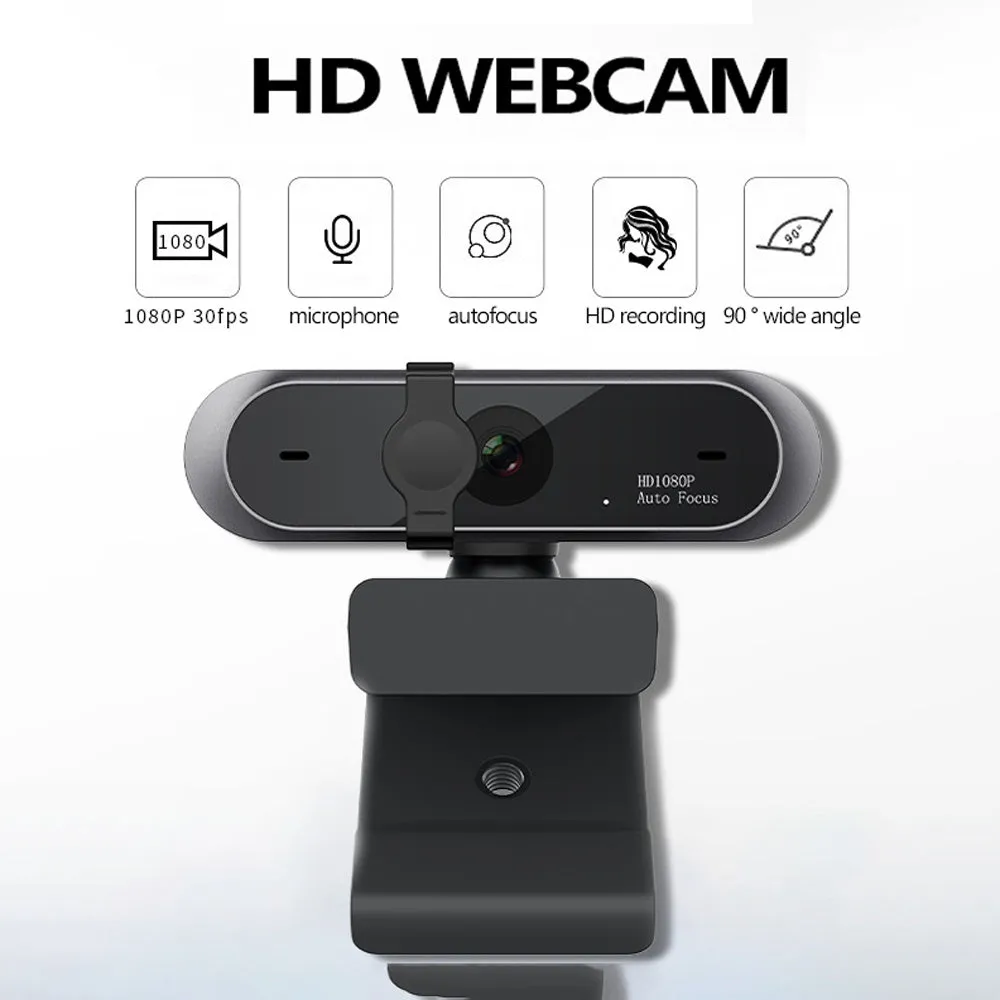 1080P black conference video webcam with 2MP USB 2.0 3.0 sensor for computer video calls