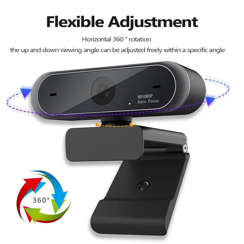1080P black conference video webcam with 2MP USB 2.0 3.0 sensor for computer video calls