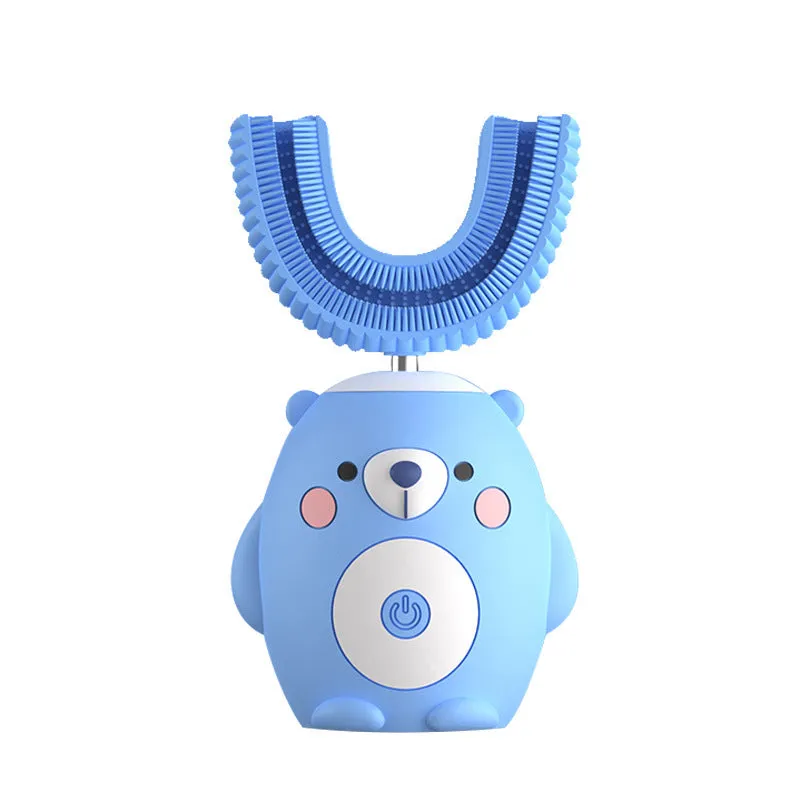 Kids electric toothbrush with cartoon pattern soft bristles ultrasonic cleaning blue pink cat yellow chicken