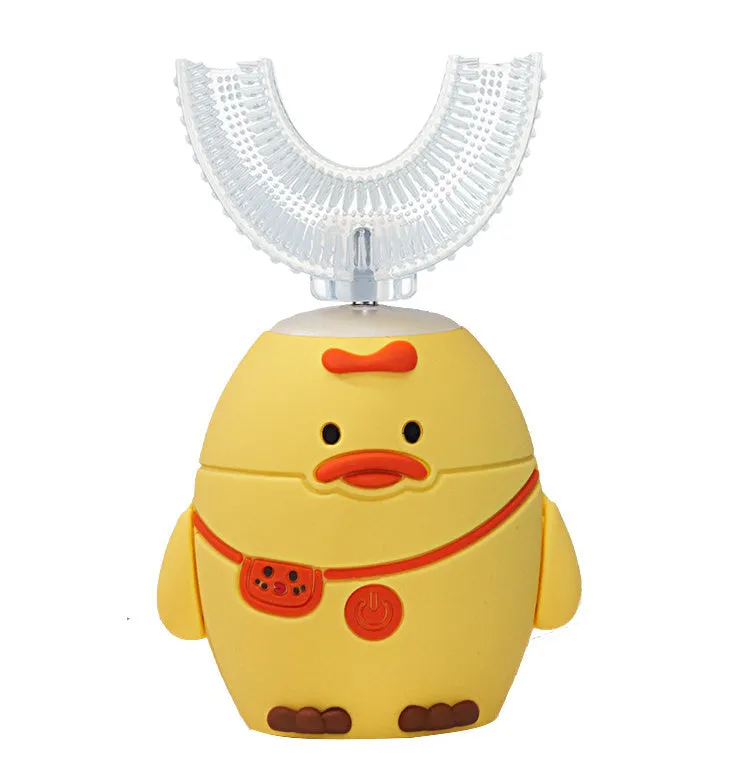 Kids electric toothbrush with cartoon pattern soft bristles ultrasonic cleaning blue pink cat yellow chicken