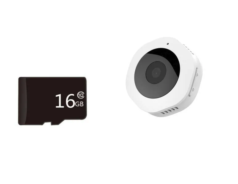 Mini round 1080P body camera with motion detection and Micro SD support, shown on a surface with magnetic pad