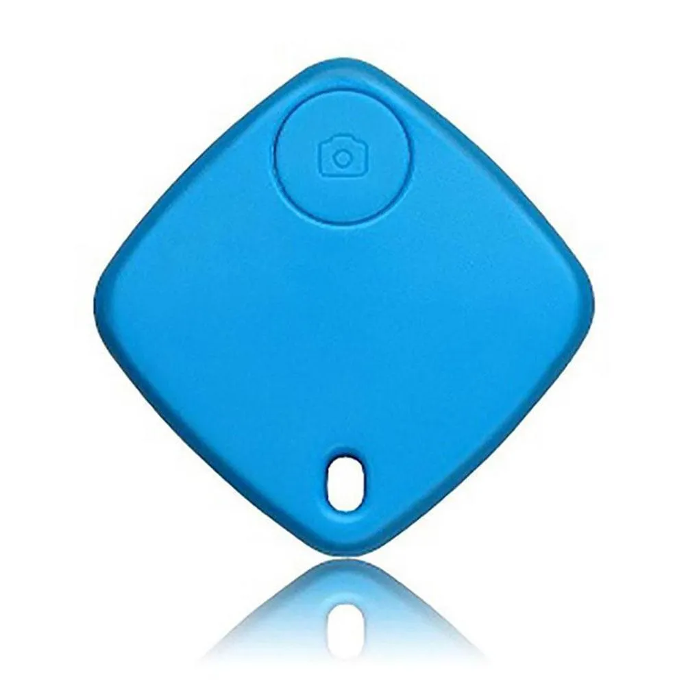 Small Bluetooth anti-lost tracker with key ring, 38mm diameter ABS plastic casing, available in black blue white