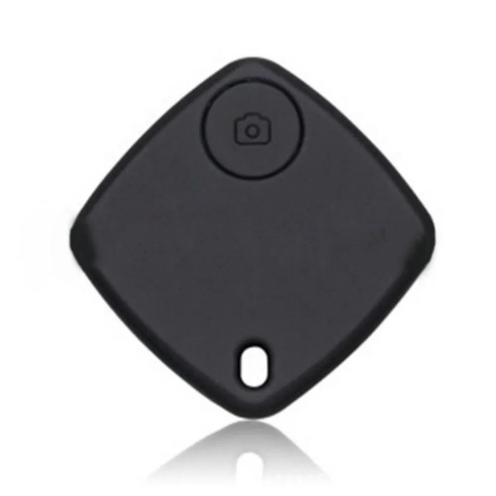 Small Bluetooth anti-lost tracker with key ring, 38mm diameter ABS plastic casing, available in black blue white