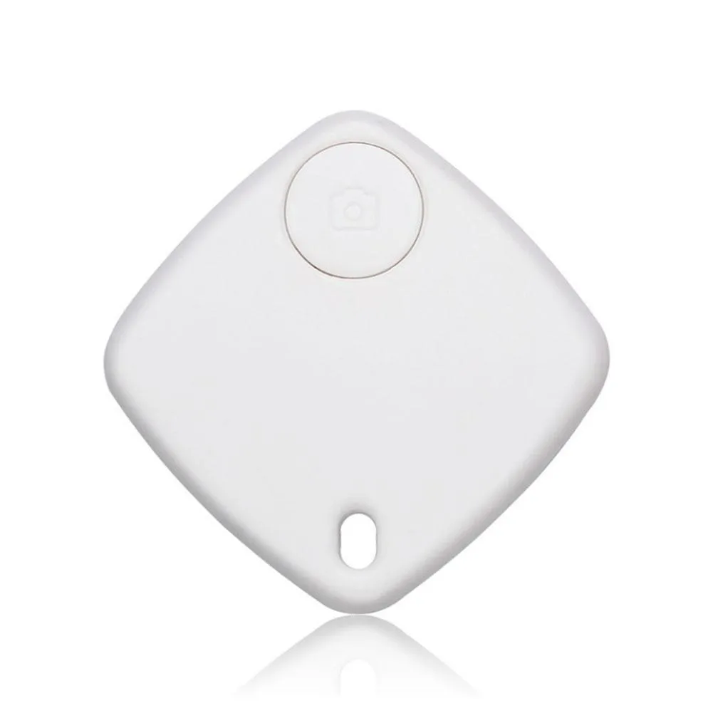 Small Bluetooth anti-lost tracker with key ring, 38mm diameter ABS plastic casing, available in black blue white