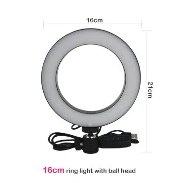 Self-made fill light artifact 5W LED ring light 20cm five-in-one kit black with tripod and phone clip on desk