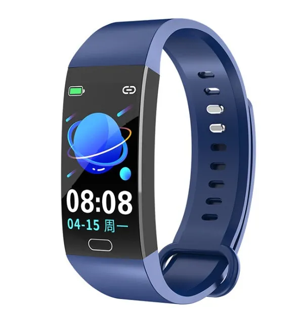 RD11 colour screen smart bracelet with heart rate monitoring on silicone wristband in blue
