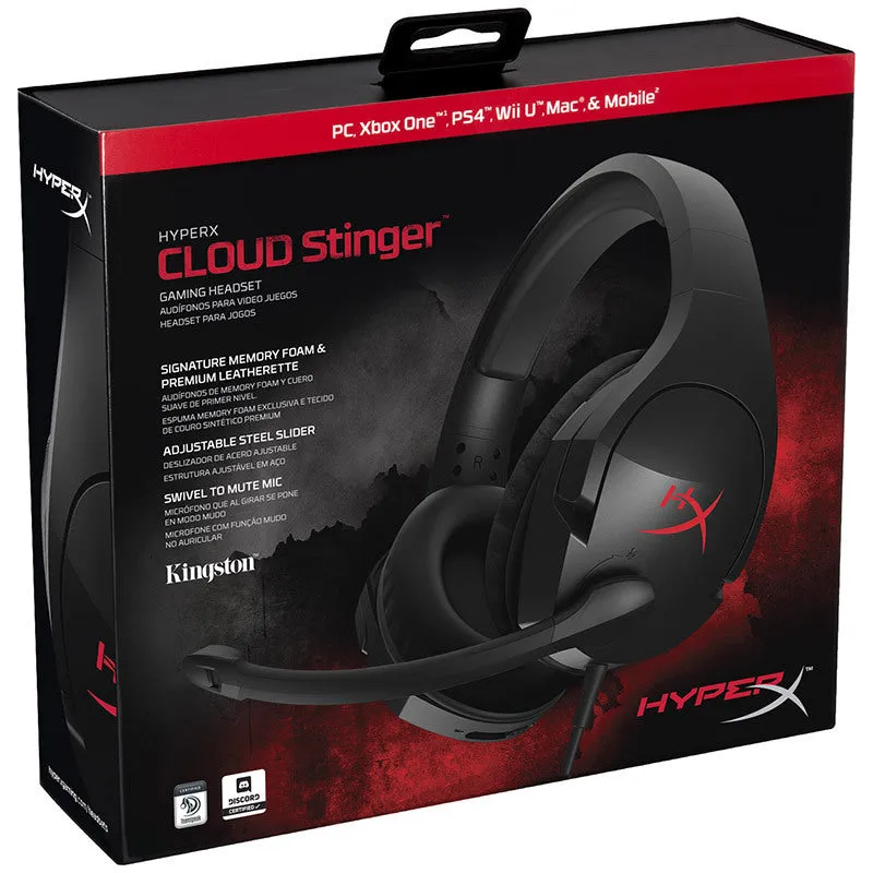 Stinger black wired over-ear gaming headset with microphone and 1.3-metre cable