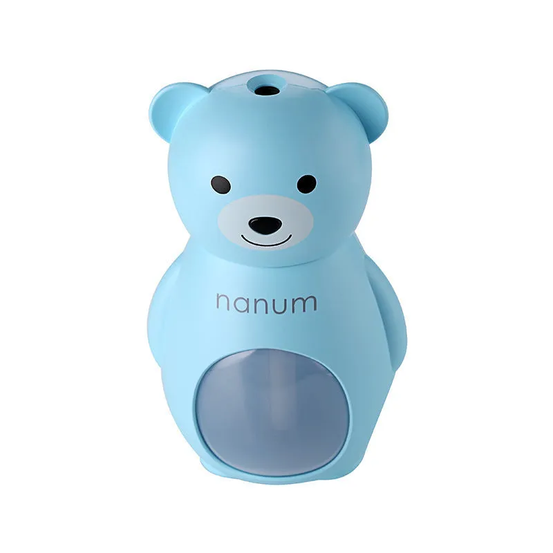 USB mini humidifier, animal-shaped, ultrasonic, 2W, timer 2-8 hours, in blue colour on a desk