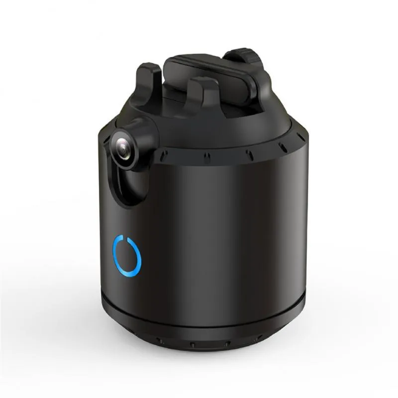 Intelligent dual axis camera in black with 360° horizontal rotation and smooth panning