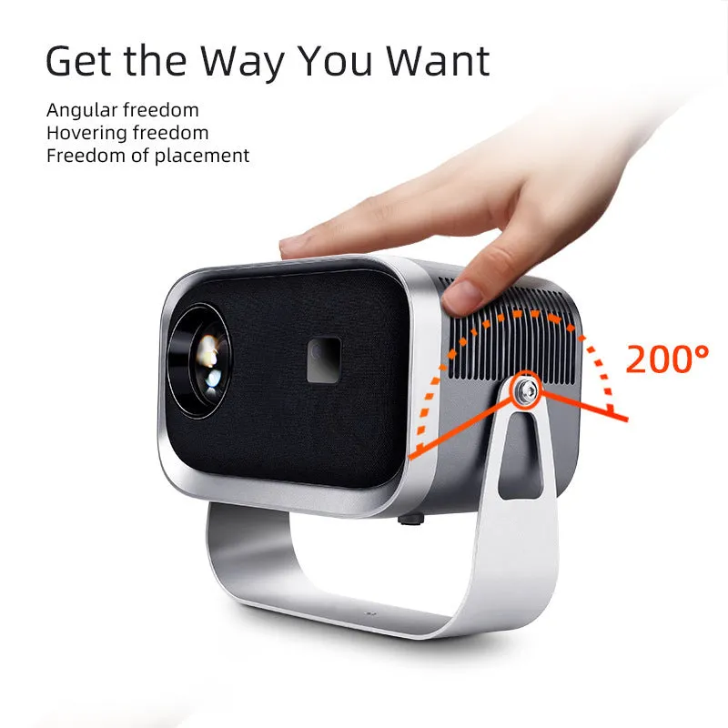 Home HD portable projector with bracket, 1280x720 resolution, 150 lumens brightness, and remote control