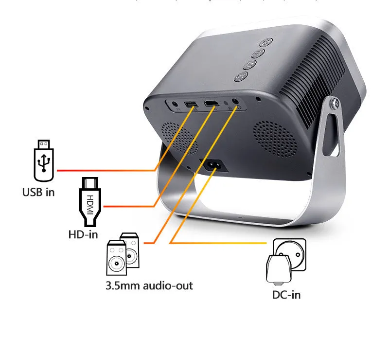 Home HD portable projector with bracket, 1280x720 resolution, 150 lumens brightness, and remote control