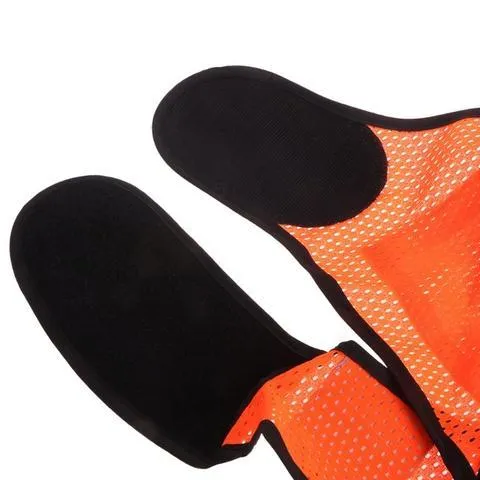 Fluorescent yellow LED reflective safety vest with red lights and mesh material for night cycling