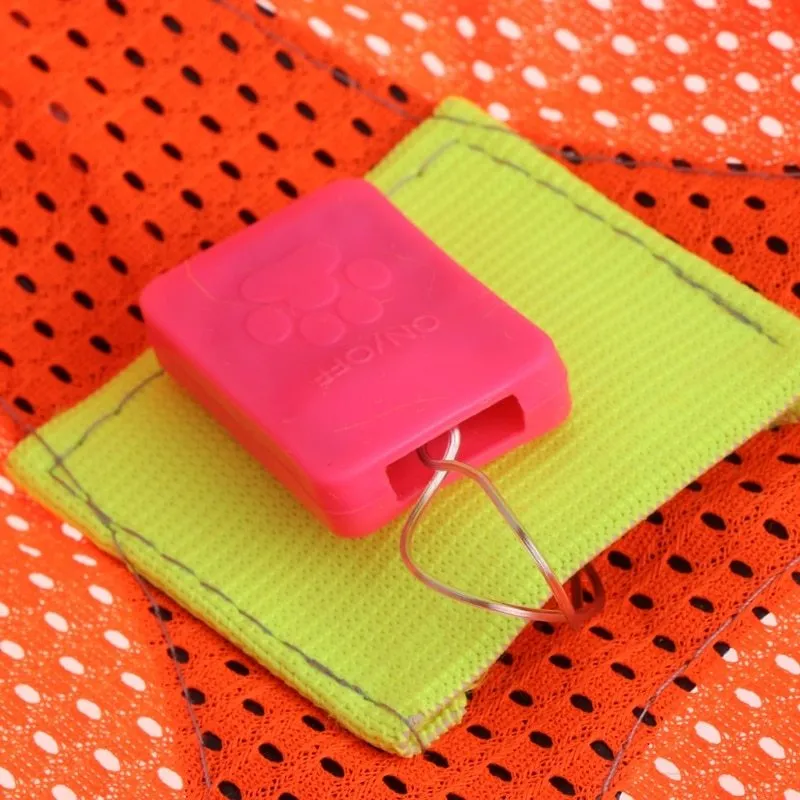 Fluorescent yellow LED reflective safety vest with red lights and mesh material for night cycling