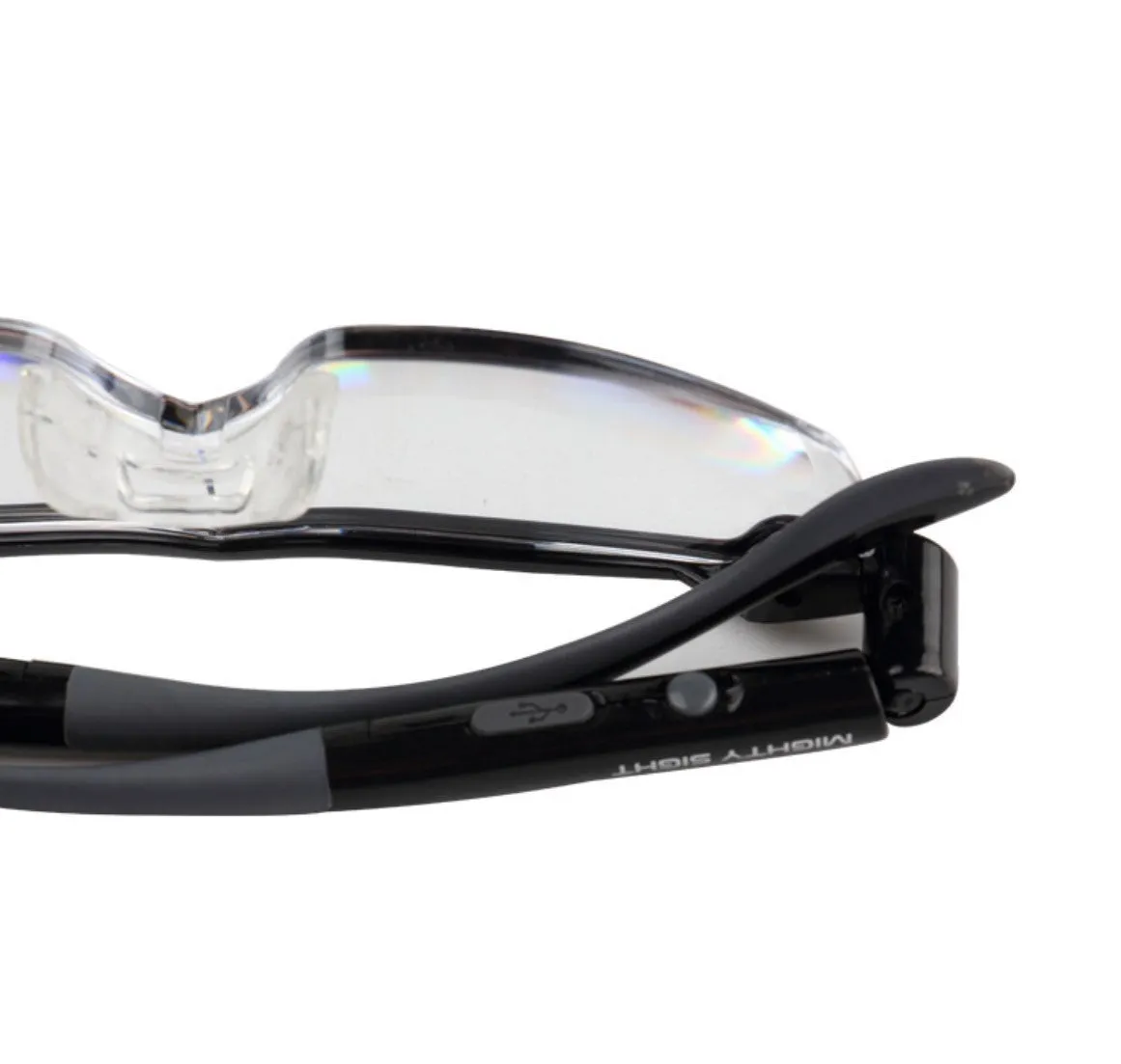 Transparent black USB LED reading glasses with scheduling timer and ABS frame
