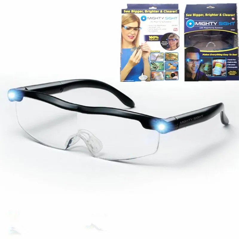 Transparent black USB LED reading glasses with scheduling timer and ABS frame