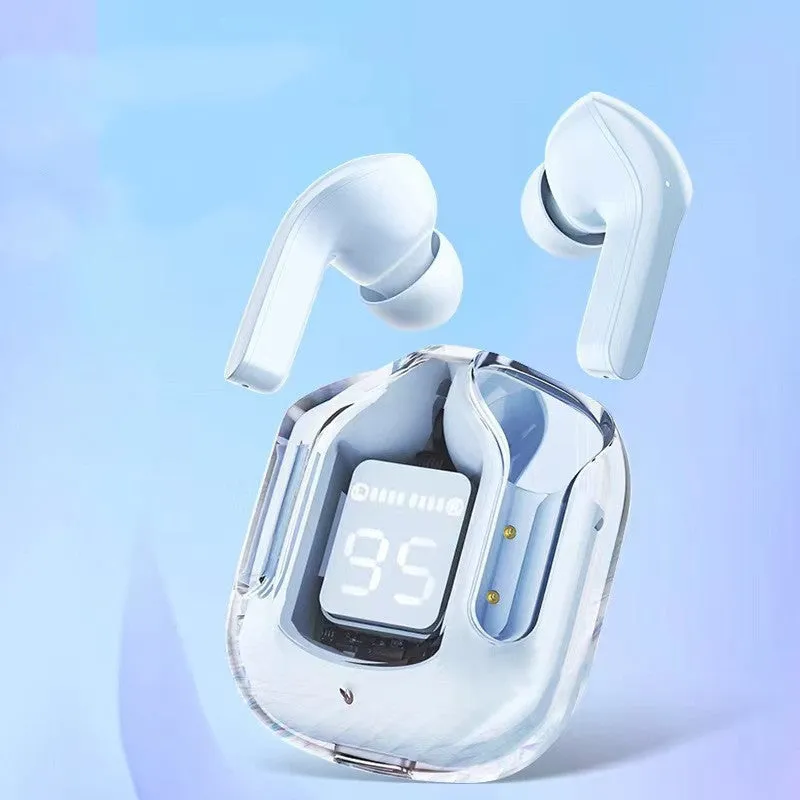 QX10 Bluetooth earphone with digital display, PC ABS material, in-ear design, black colour