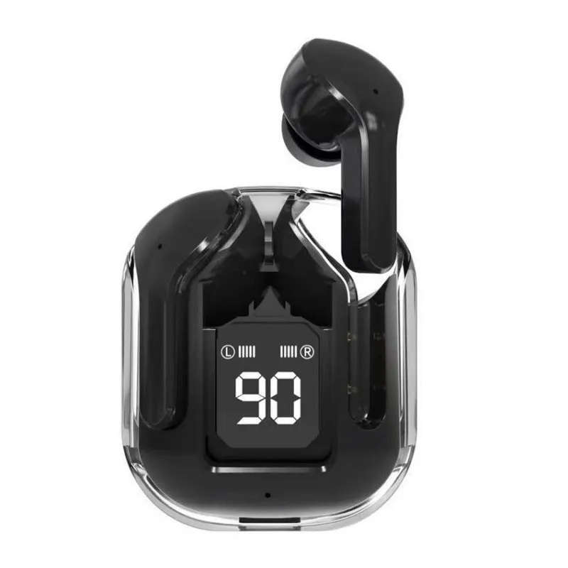 QX10 Bluetooth earphone with digital display, PC ABS material, in-ear design, black colour
