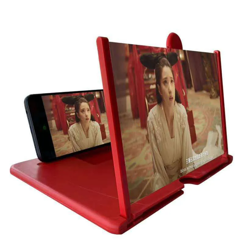 Acrylic lens phone amplifier with 3D HD screen, tempered glass back, black colour