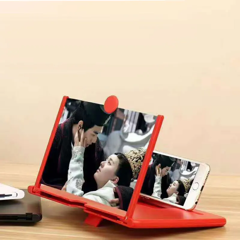 Acrylic lens phone amplifier with 3D HD screen, tempered glass back, black colour