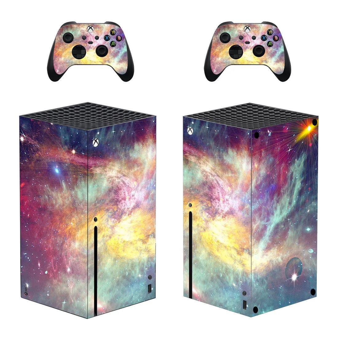 Xbox Series X console with Yan Snake PVC protection sticker in style B, showing thin film coverage