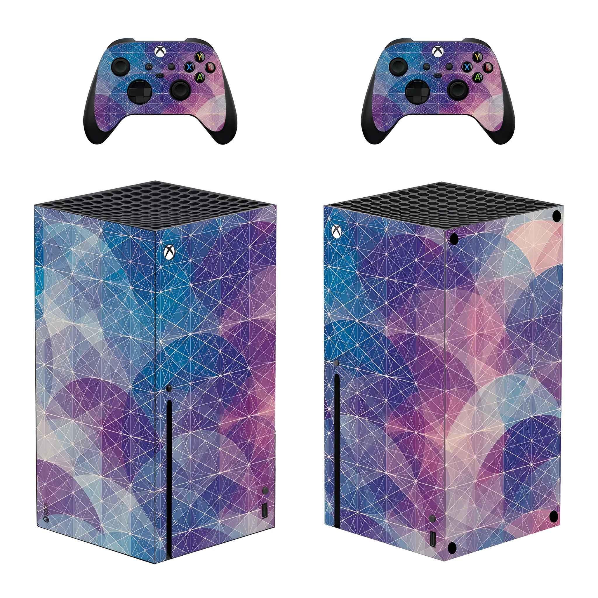 Xbox Series X console with Yan Snake PVC protection sticker in style B, showing thin film coverage