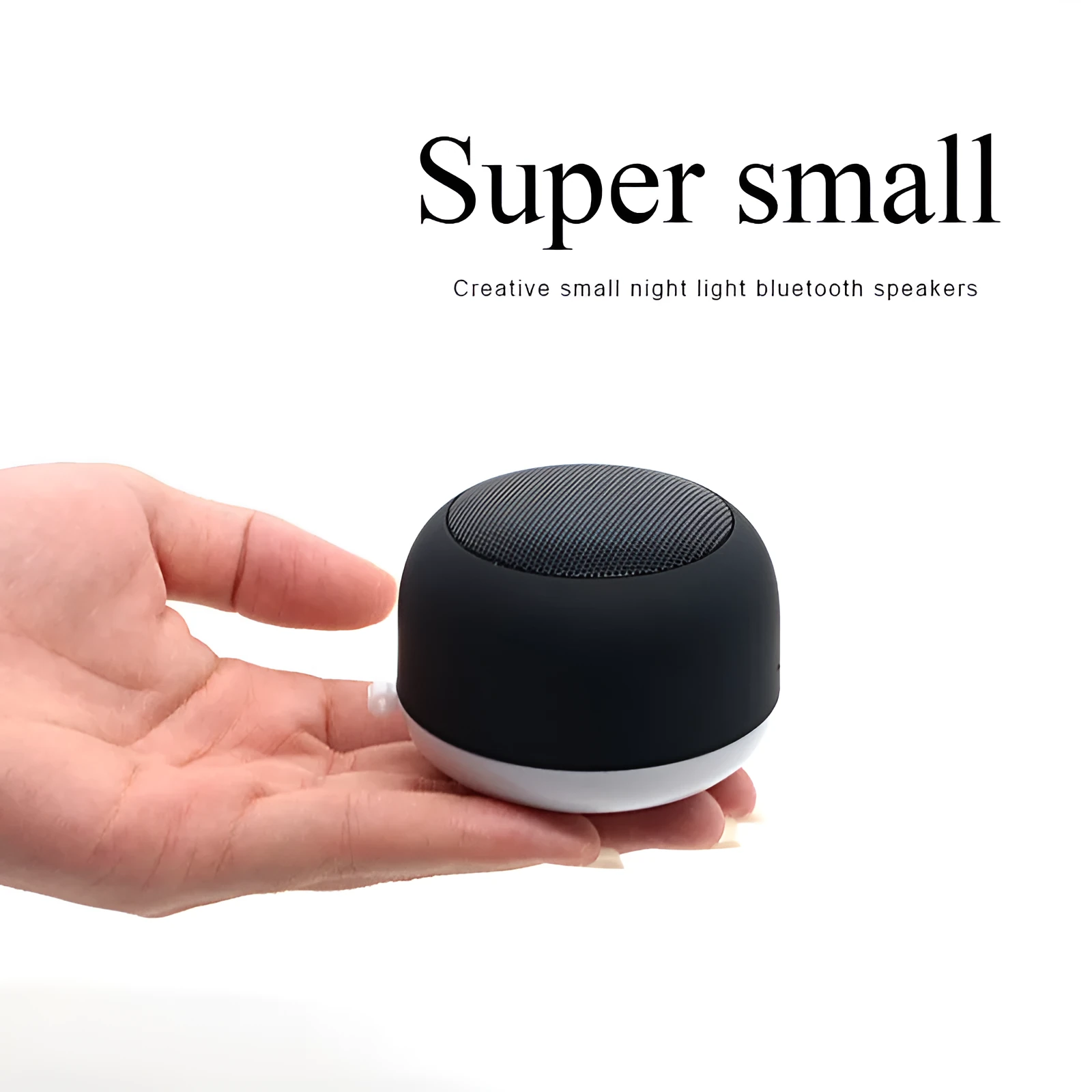 Mini wireless Bluetooth speaker in black with built-in lithium battery and USB port