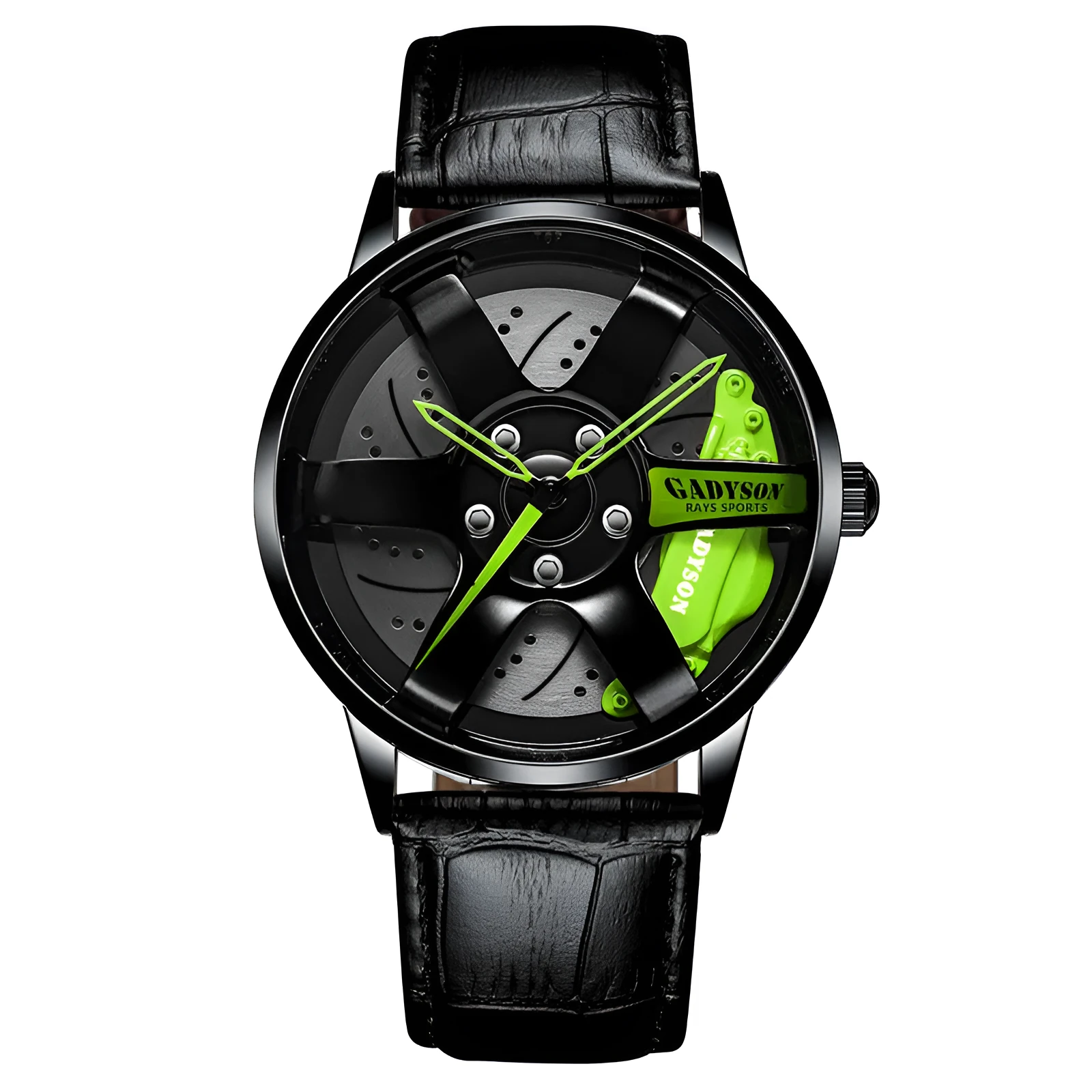 Men's quartz watch with alloy mesh strap, hollow-out wheel design, 40mm dial, and single folding buckle