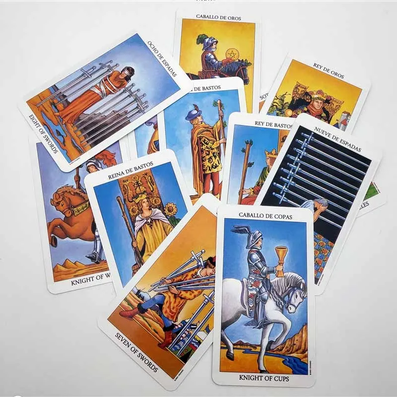 English version fate divination tarot card deck 78 cards 6x10.3cm Spanish Tarot colour box packaging