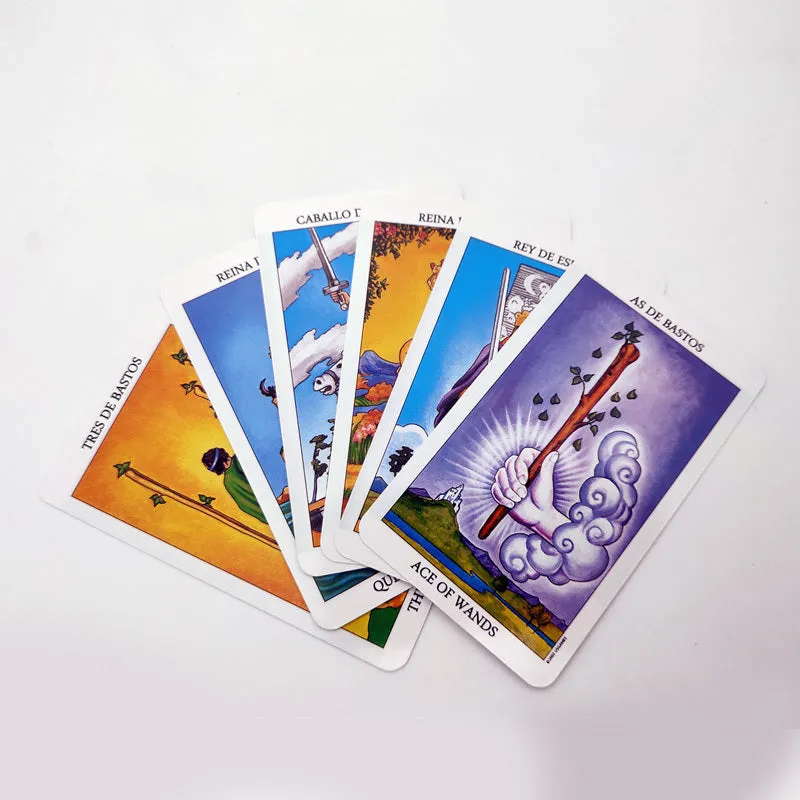 English version fate divination tarot card deck 78 cards 6x10.3cm Spanish Tarot colour box packaging